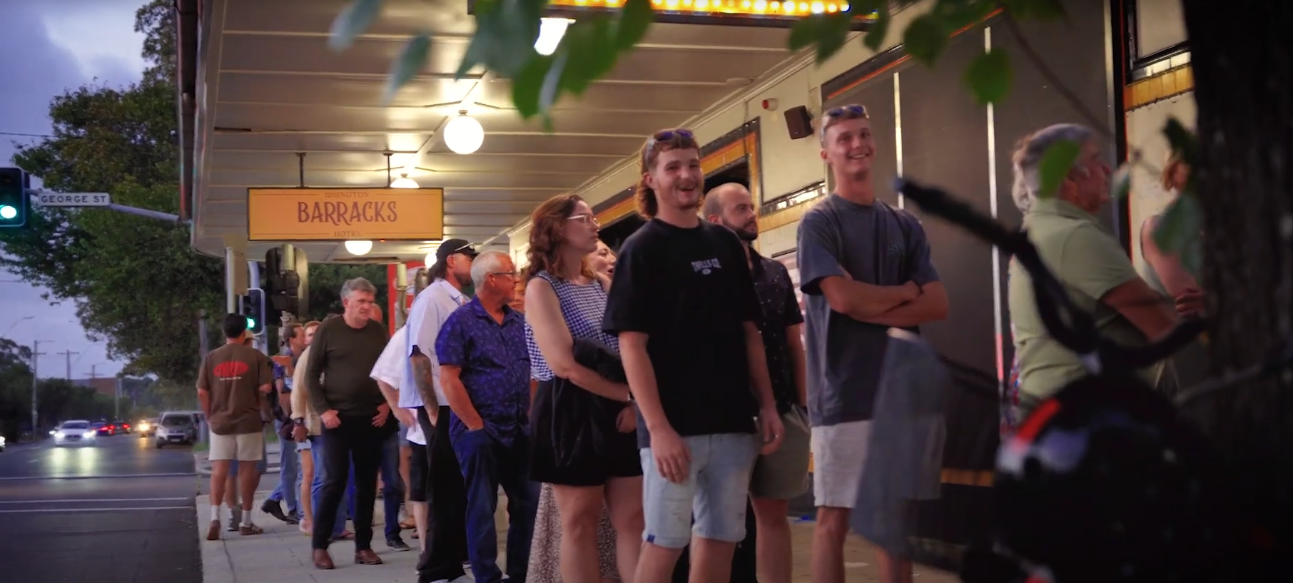 Queue of customers outside Newcastle Comedy Club after website launch