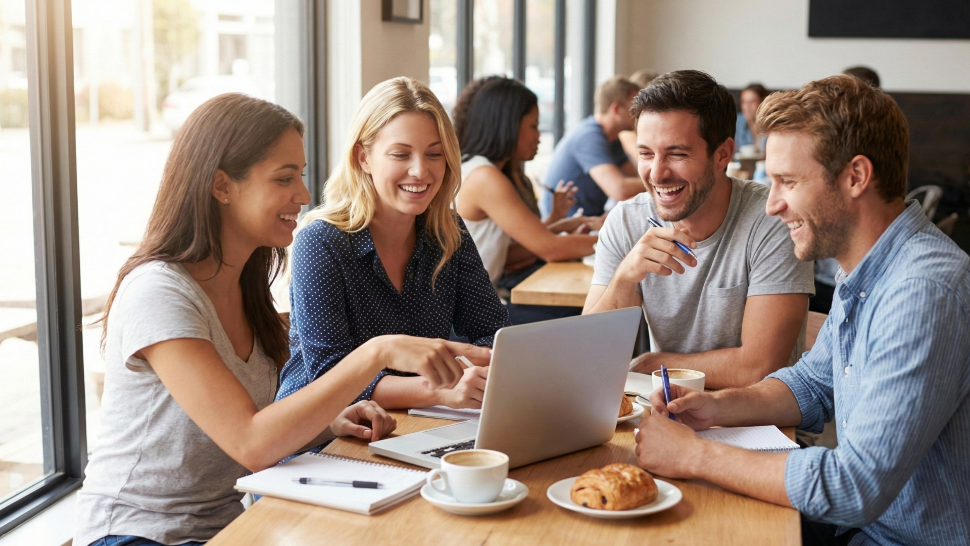 People collaborating in cafe